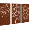 vidaXL Décorations murales jardin 3 pcs 105x55 cm design d'arbre acier