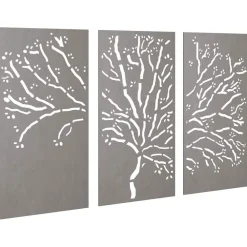 vidaXL Décorations murales jardin 3 pcs 105x55 cm design d'arbre acier