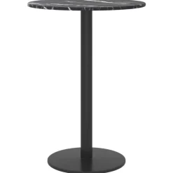 vidaXL Dessus de table noir Ø30x0,8cm verre trempé avec design marbre