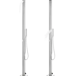 vidaXL Douche de jardin avec base 225 cm Acier inoxydable