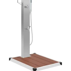 Piscine & Spa-vidaXL Douche d'extérieur avec receveur de douche WPC Acier inoxydable Marron