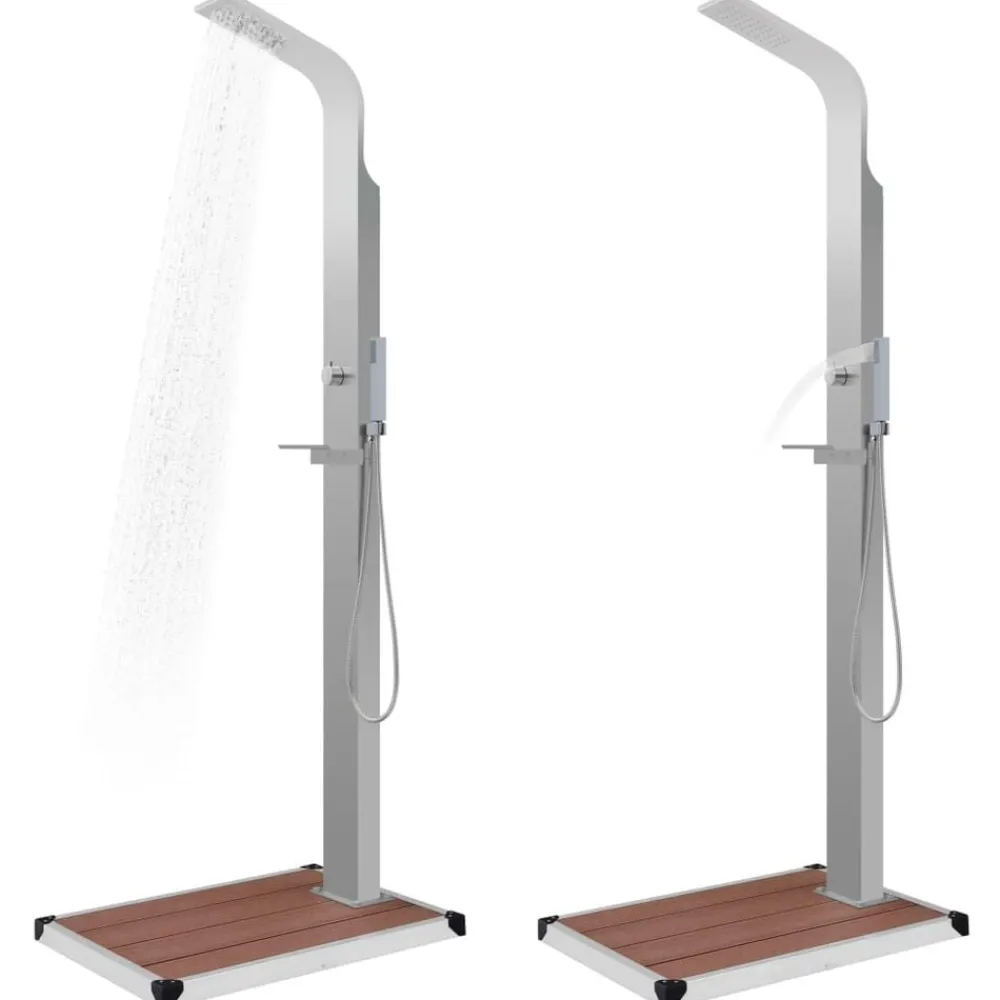 Piscine & Spa-vidaXL Douche d'extérieur avec receveur de douche WPC Acier inoxydable Marron