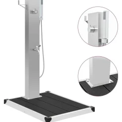 vidaXL Douche d'extérieur avec receveur de douche WPC Acier inoxydable