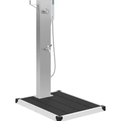 vidaXL Douche d'extérieur avec receveur de douche WPC Acier inoxydable