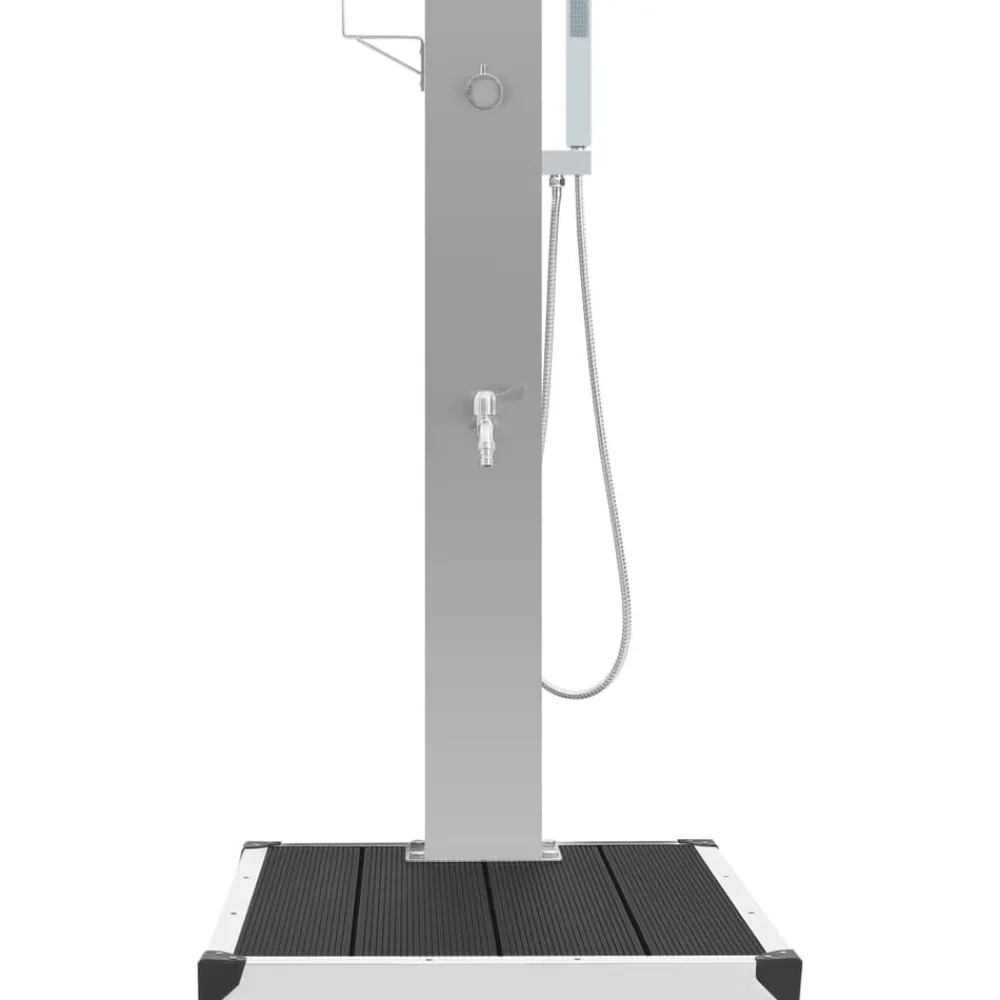 vidaXL Douche d'extérieur avec receveur de douche WPC Acier inoxydable