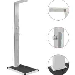 Piscine & Spa-vidaXL Douche d'extérieur avec receveur de douche WPC Acier inoxydable Gris