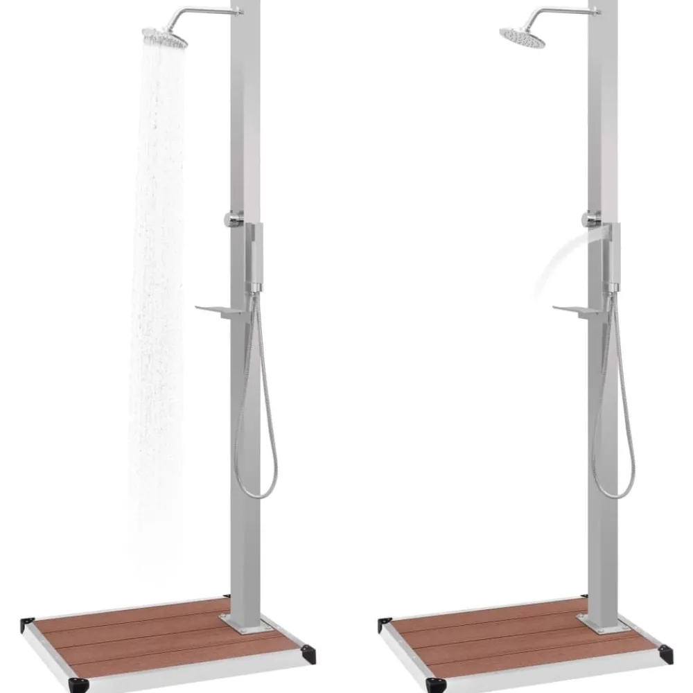 Piscine & Spa-vidaXL Douche d'extérieur avec receveur de douche WPC Acier inoxydable Marron