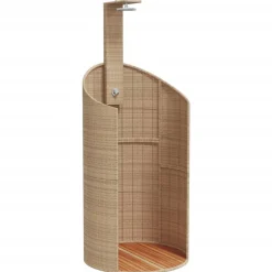 Piscine & Spa-vidaXL Douche d'extérieur 100x100x241,5cm poly rotin bois acacia Beige