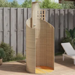 Piscine & Spa-vidaXL Douche d'extérieur 100x100x241,5cm poly rotin bois acacia Beige