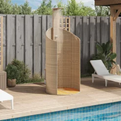 Piscine & Spa-vidaXL Douche d'extérieur 100x100x241,5cm poly rotin bois acacia Beige