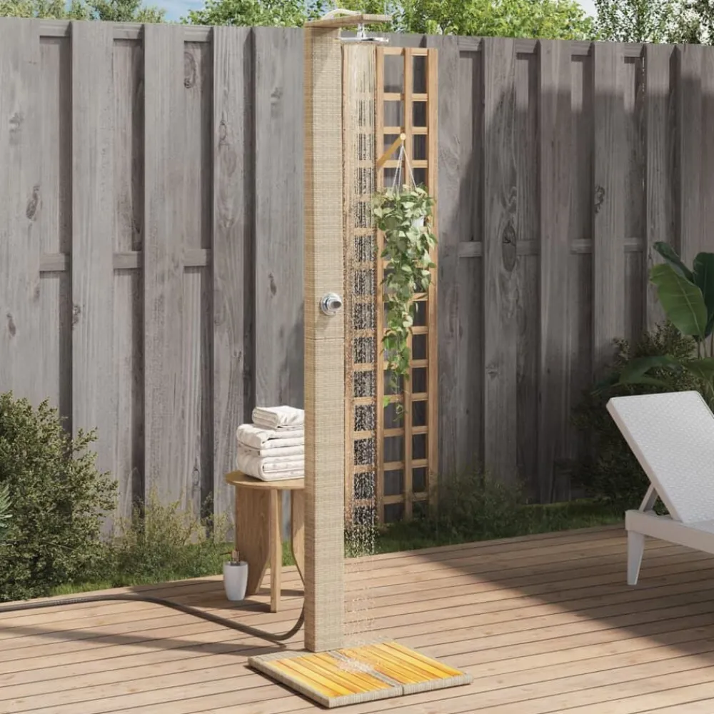 vidaXL Douche d'extérieur 50x55x224cm résine tressée bois acacia