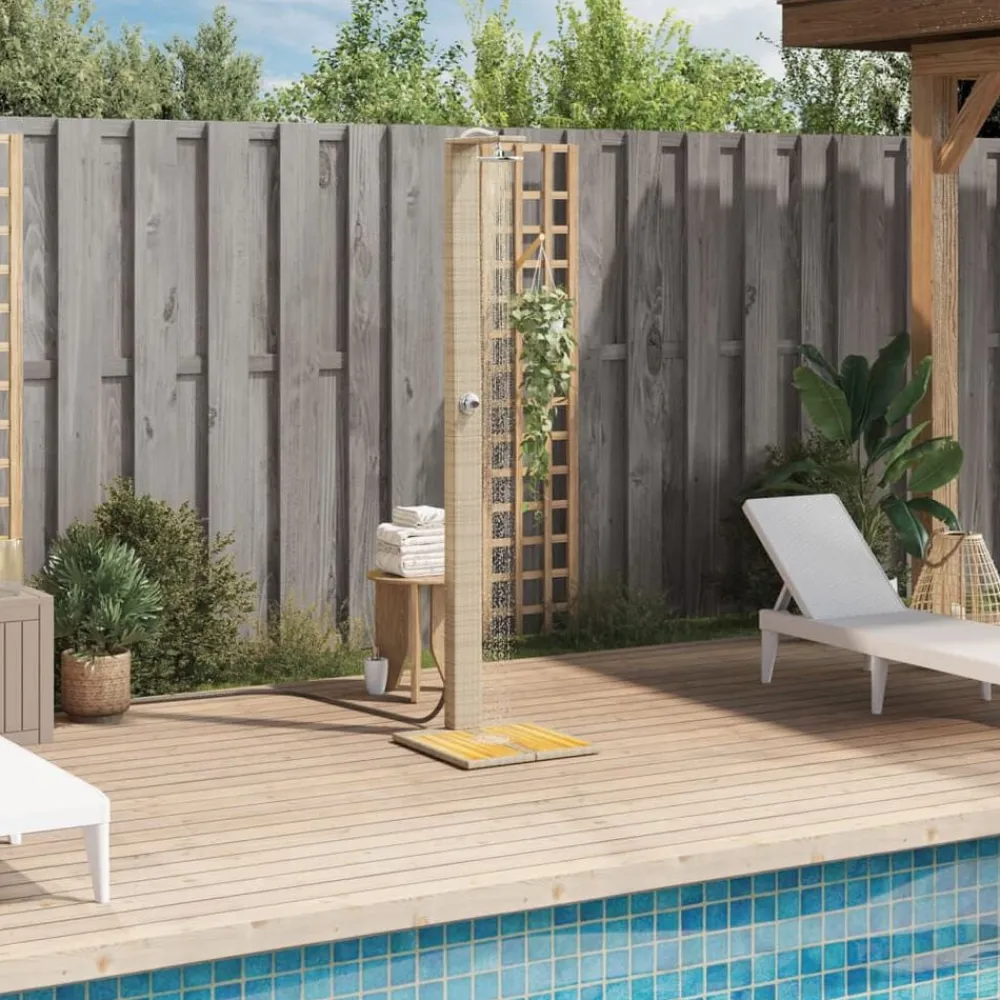 vidaXL Douche d'extérieur 50x55x224cm résine tressée bois acacia