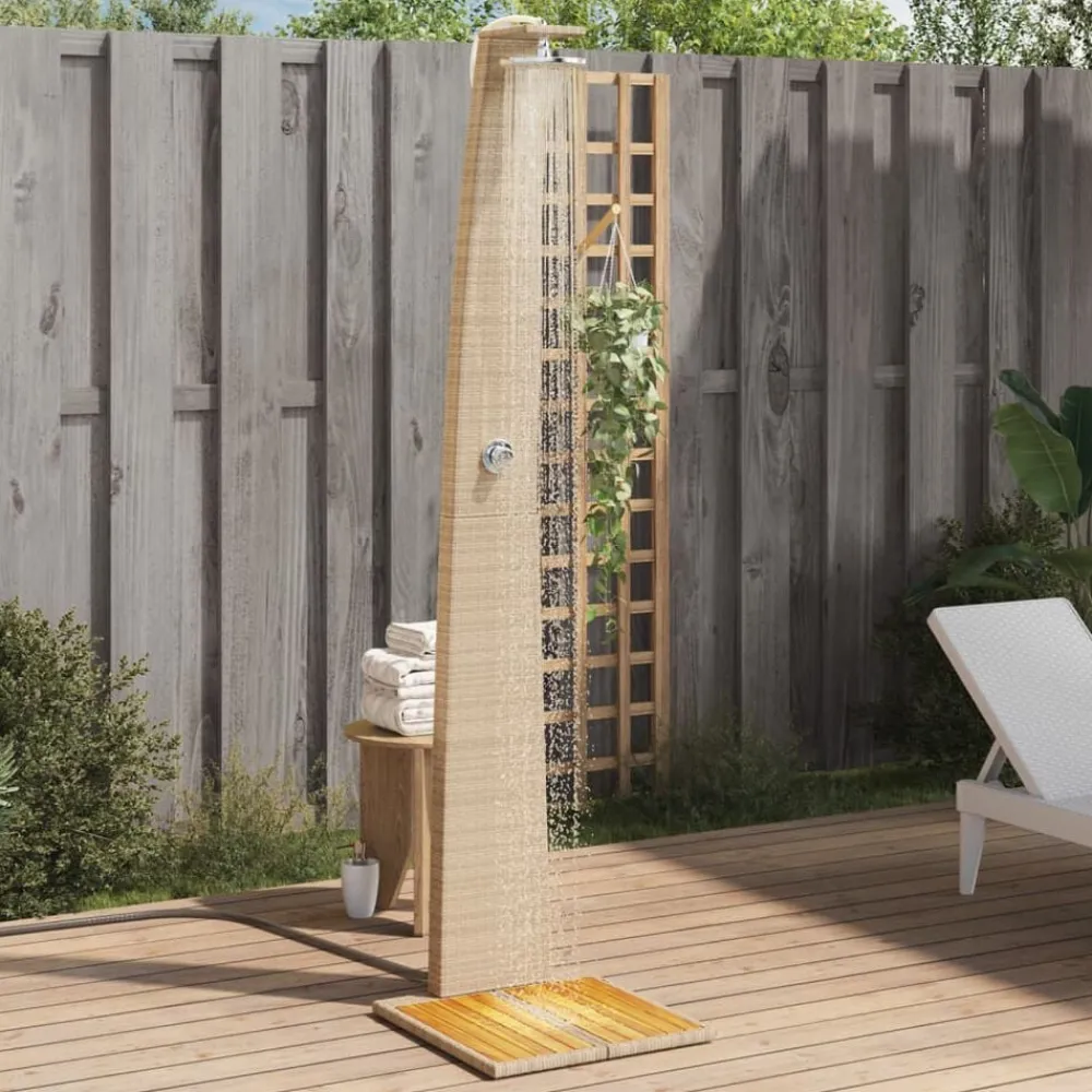 vidaXL Douche d'extérieur 55x60x224cm résine tressée bois acacia