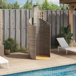 Piscine & Spa-vidaXL Douche d'extérieur 100x100x241,5 cm poly rotin bois acacia Gris