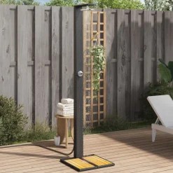 Piscine & Spa-vidaXL Douche d'extérieur 50x55x224 cm résine tressée bois acacia Noir