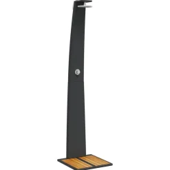 Piscine & Spa-vidaXL Douche d'extérieur 55x60x224 cm résine tressée bois acacia Noir