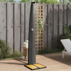 Piscine & Spa-vidaXL Douche d'extérieur 55x60x224 cm résine tressée bois acacia Noir