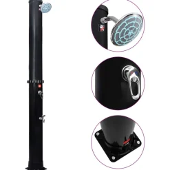 vidaXL Douche solaire d'extérieur avec pomme de douche et robinet 40 L
