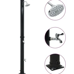 vidaXL Douche solaire Noir 220 cm 20 L