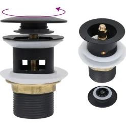 Plomberie-vidaXL Drain à poussoir avec débordement 6,4x6,4x9,1 cm Noir
