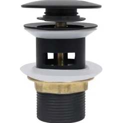 Plomberie-vidaXL Drain à poussoir avec débordement 6,4x6,4x9,1 cm Noir