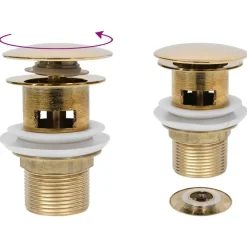 Plomberie-vidaXL Drain à poussoir avec débordement 6,4x6,4x9,1 cm Doré
