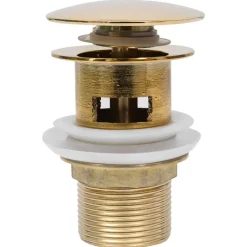 Plomberie-vidaXL Drain à poussoir avec débordement 6,4x6,4x9,1 cm Doré
