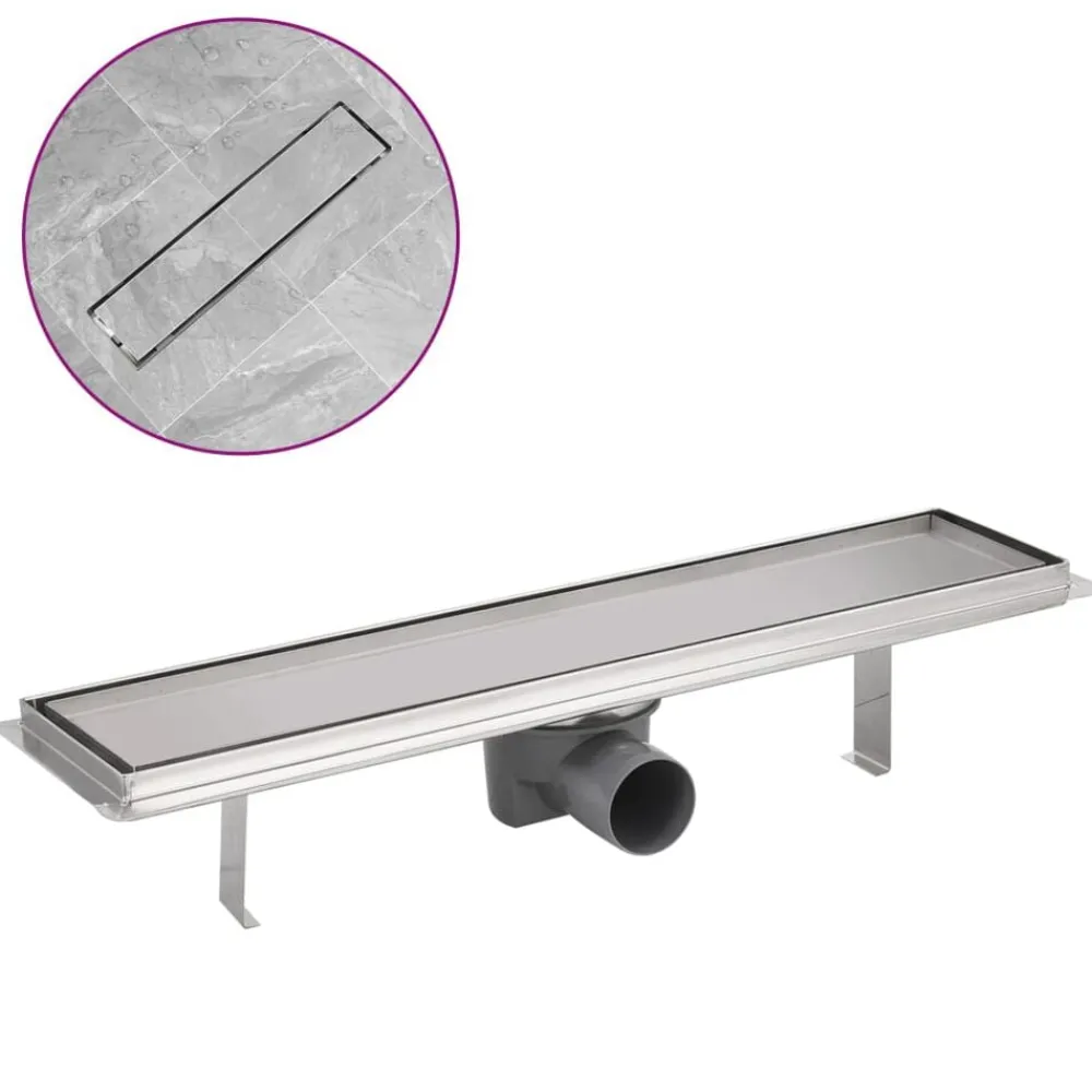 vidaXL Drain de douche linéaire 530 x 140 mm Acier inoxydable