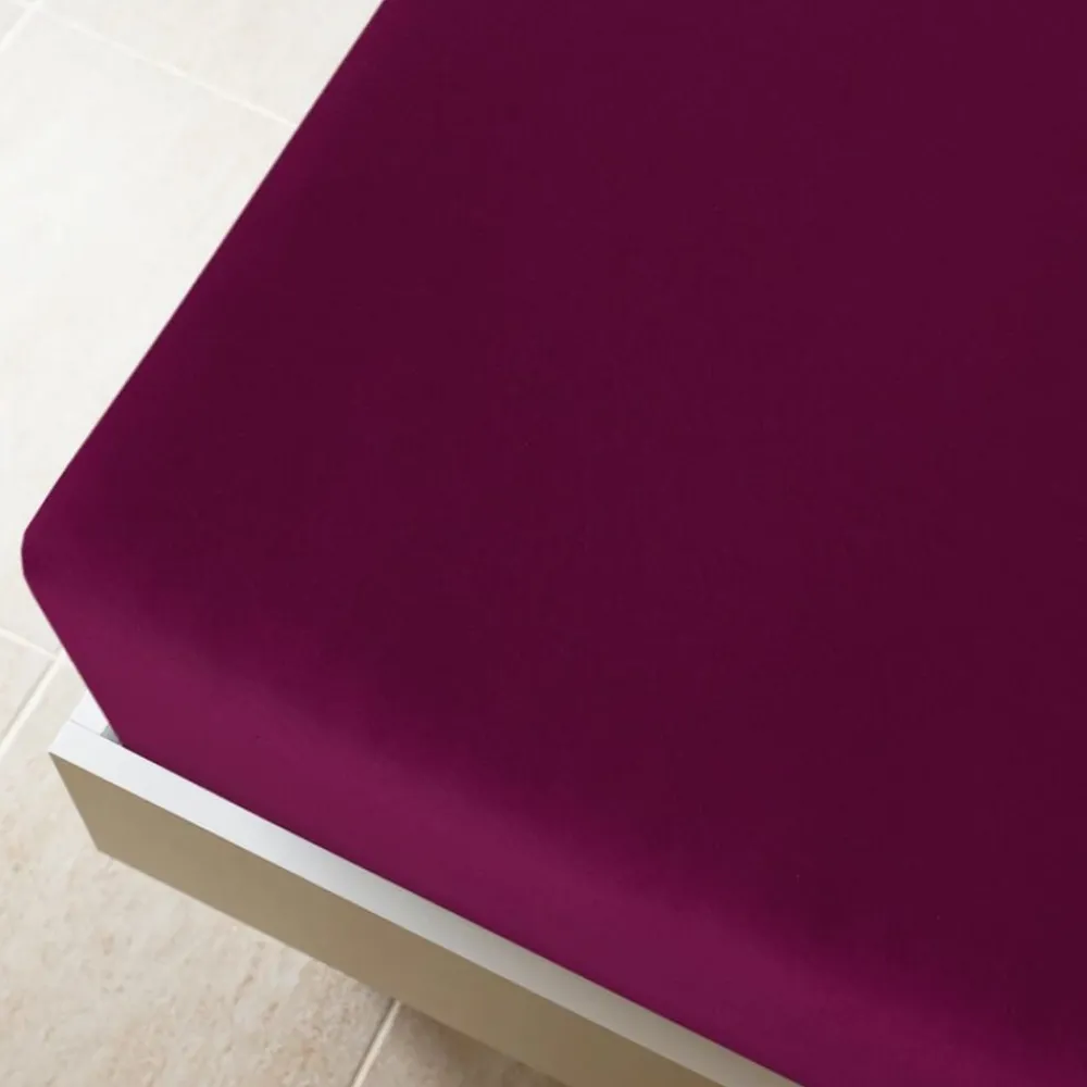 Linge-vidaXL Drap-housse Jersey Bordeaux 90x200 cm Coton Bordeaux