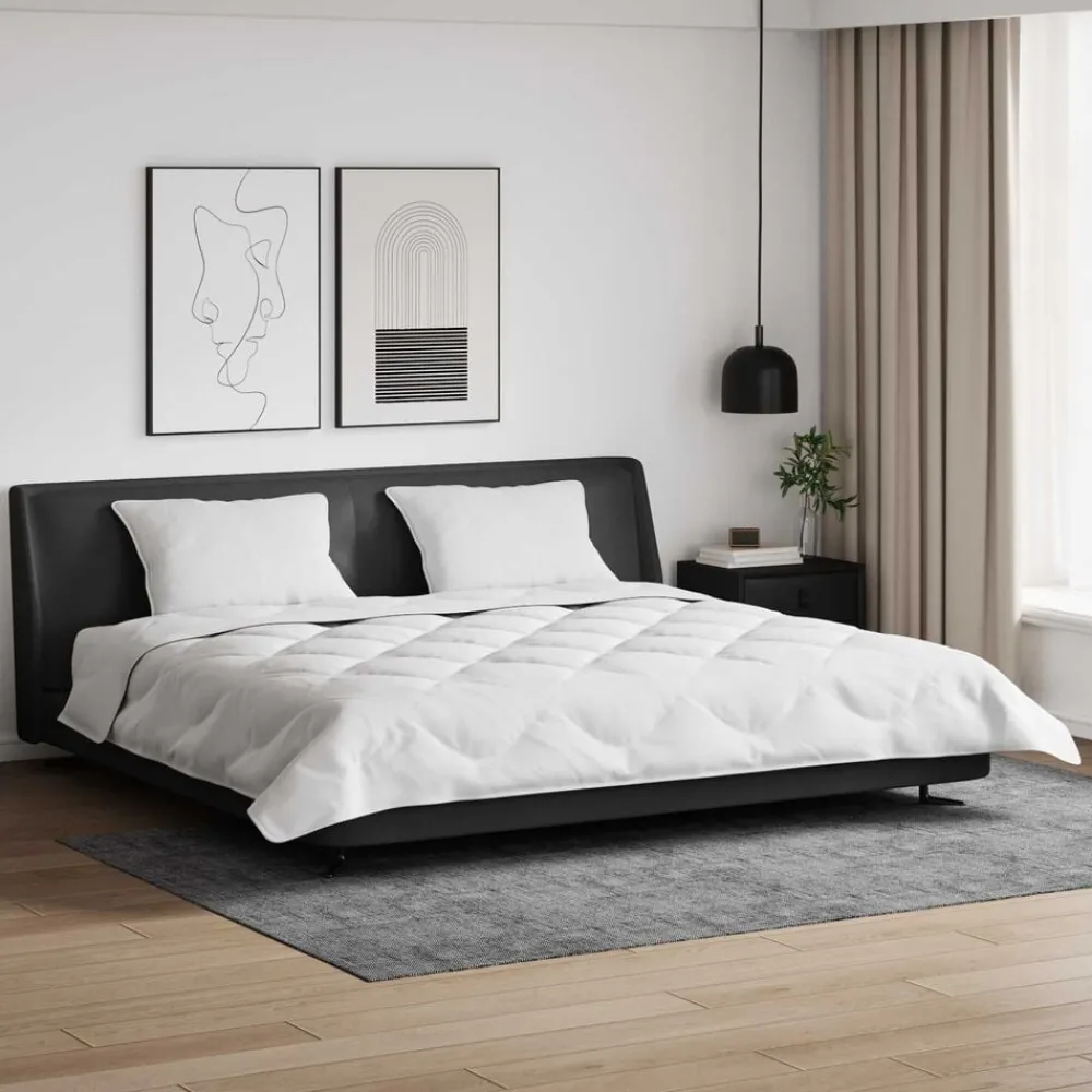 Linge-vidaXL Duvet d'hiver avec oreiller 3 pcs Blanc Microfibre