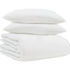 Linge-vidaXL Duvet d'hiver avec oreiller 3 pcs Blanc Plume de canard