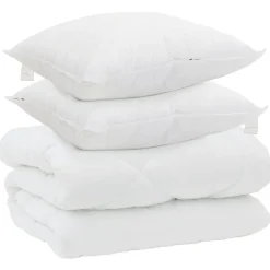 Linge-vidaXL Duvet d'hiver avec oreiller 3 pcs Blanc Microfibre