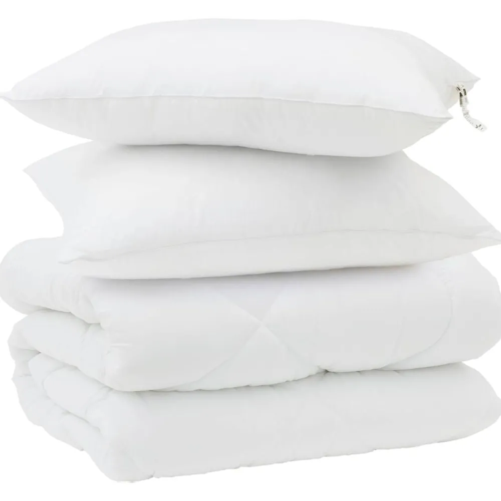 Linge-vidaXL Duvet d'hiver avec oreiller 3 pcs Blanc Microfibre