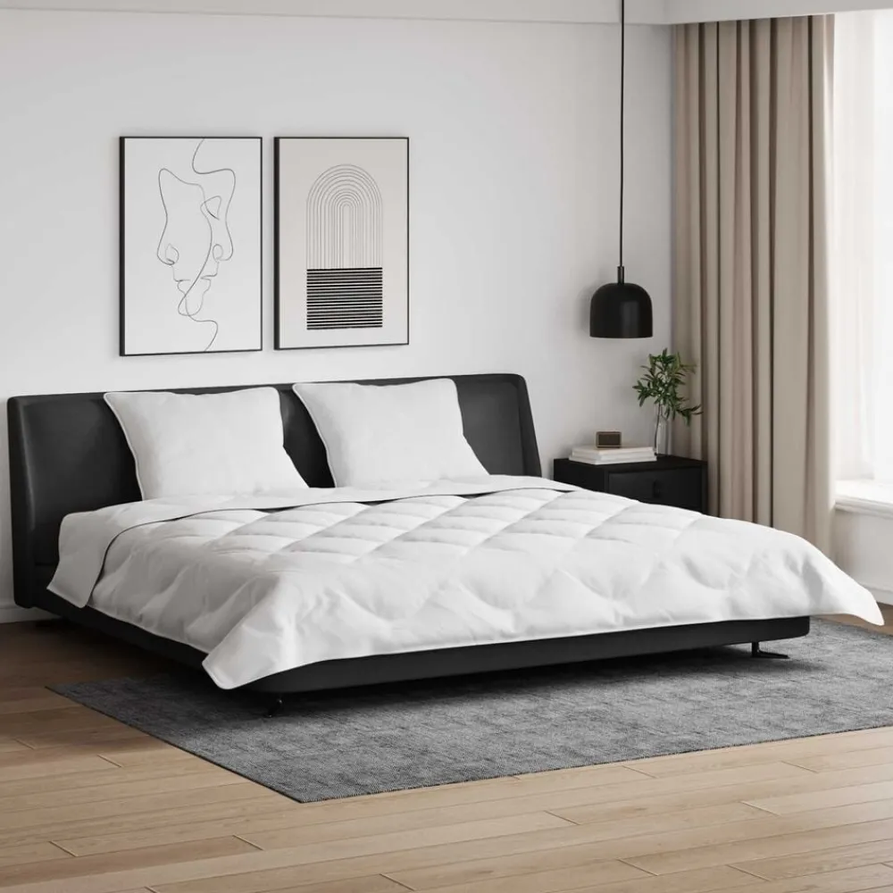 Linge-vidaXL Duvet d'hiver avec oreiller 3 pcs Blanc Microfibre