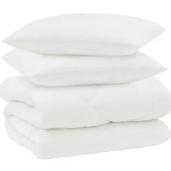 Linge-vidaXL Duvet d'hiver avec oreiller 3 pcs Blanc Microfibre