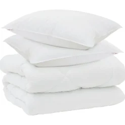 Linge-vidaXL Duvet d'hiver avec oreiller 3 pcs Blanc Microfibre