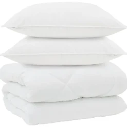 Linge-vidaXL Duvet d'hiver avec oreiller 3 pcs Blanc Microfibre