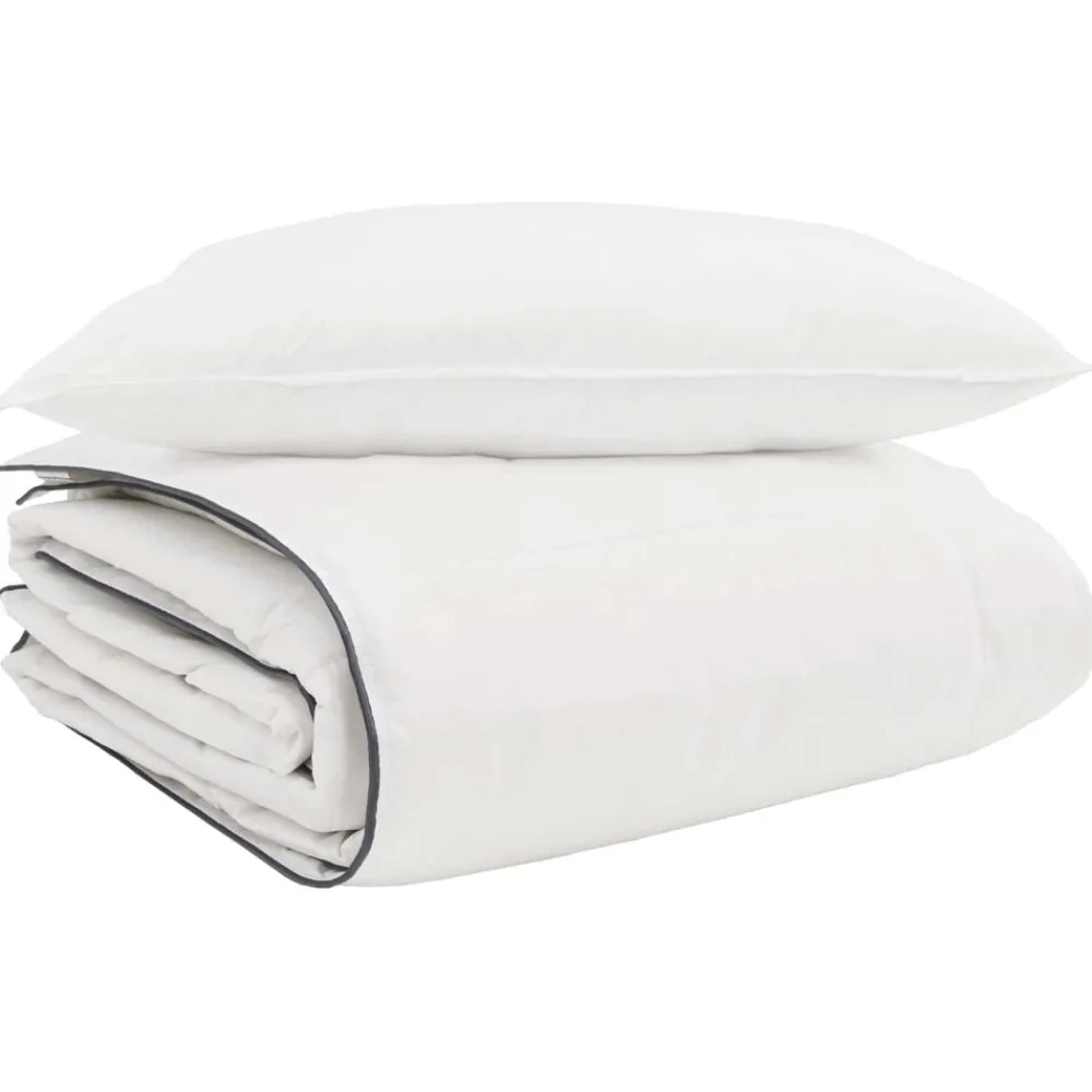 Linge-vidaXL Duvet d'hiver avec oreiller 2 pcs Blanc Plume de canard