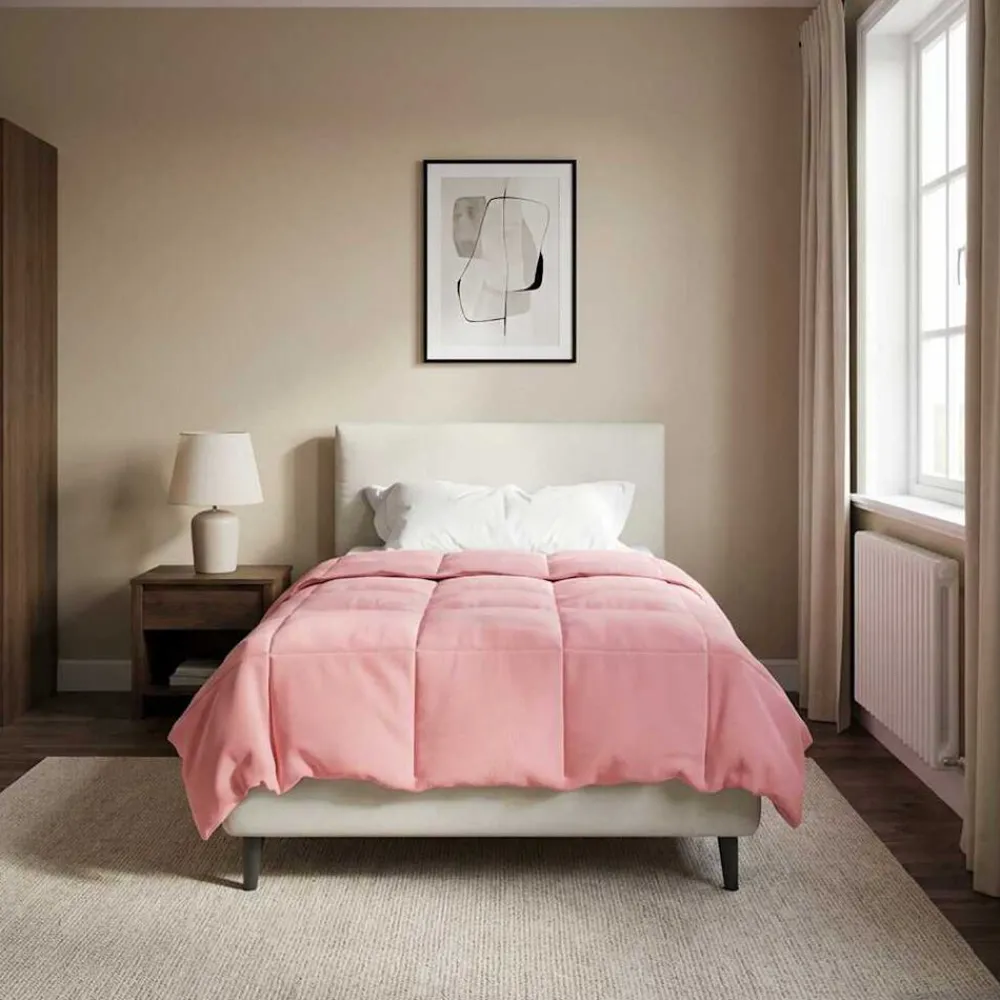 Linge-vidaXL Duvet d'hiver Matelassé 135 x 200 cm Microfibre Rose