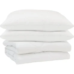 Linge-vidaXL Duvet d'été simple avec oreiller 3 pcs Blanc Microfibre