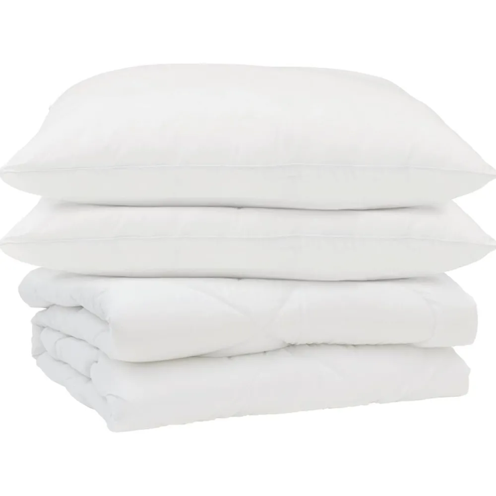 Linge-vidaXL Duvet d'été simple avec oreiller 3 pcs Blanc Microfibre