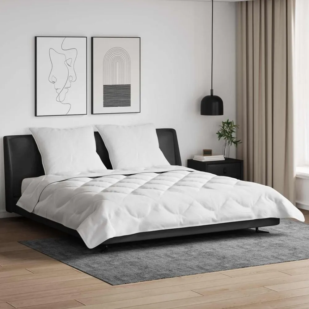 Linge-vidaXL Duvet d'été simple avec oreiller 3 pcs Blanc Microfibre