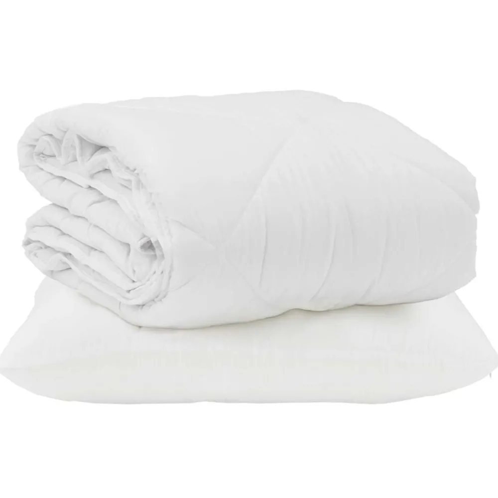 Linge-vidaXL Duvet d'été simple avec oreiller 2 pcs Blanc Microfibre