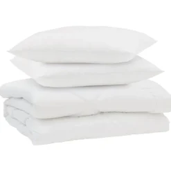 Linge-vidaXL Duvet d'été simple avec oreiller 3 pcs Blanc Microfibre