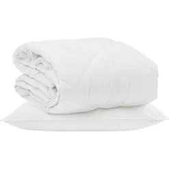Linge-vidaXL Duvet d'été simple avec oreiller 2 pcs Blanc Microfibre