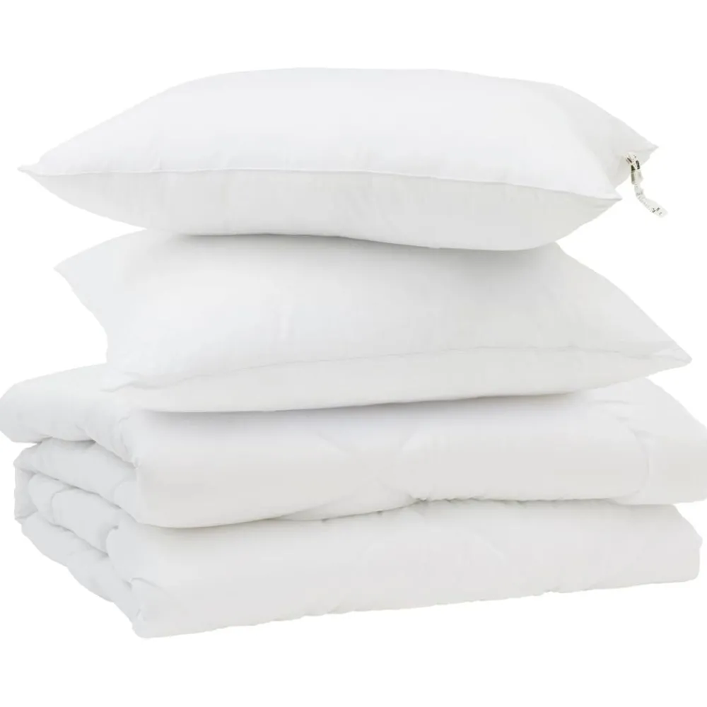 Linge-vidaXL Duvet d'été simple avec oreiller 3 pcs Blanc Microfibre