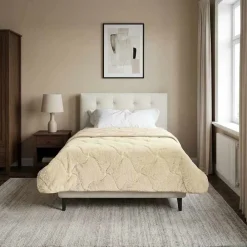 Linge-vidaXL Duvet d'été simple Matelassé Crème 135 x 200 cm Cr&egrave;me