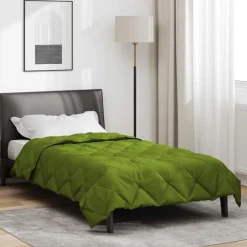 Linge-vidaXL Duvet d'été simple 200 x 135 cm Microfibre Vert
