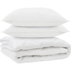 vidaXL Duvet toutes saisons avec oreiller 3 pcs Blanc Microfibre