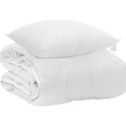 Linge-vidaXL Duvet toutes saisons avec oreiller 2 pcs Blanc Microfibre